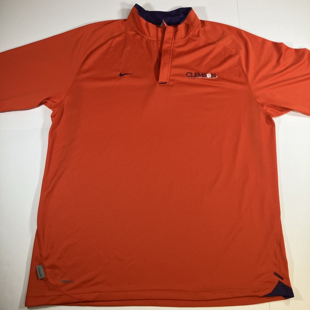 Nike Dri-FIT Clemson Tigers Zip Polo Shirt Mens XL Orange Performance Wicking